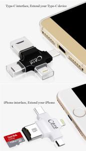 Đầu đọc thẻ nhớ OTG 4in1 Card Reader cho iOS - Android - PC- Macbook chất lượng cao