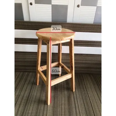 Ghế Đôn Cao 60cm Gỗ Cao Su Tự Nhiên 3 Màu Ghế Quầy Bar Ghế Nhà Bếp Ghế Trang Điểm