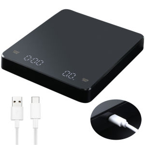 BMWA Household Kitchen Scale 0.1g/3kgเครื่องชั่งน้ำหนักในครัวเครื่องชั่งกาแฟ Coffee Digital Scale High-precision ElectronicWeighingTimerType-cChargingLEDDisplayg/oz/ml