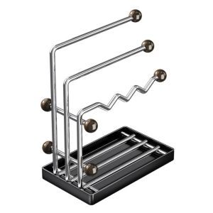 RGFV STORE Chống gỉ Giá phơi khăn lau bếp Thép không gỉ có khay thoát nước Giá đỡ khăn lau bát bằng bọt biển Đồ cổ Đa chức năng Giá đỡ băng đô Sử dụng tại nhà