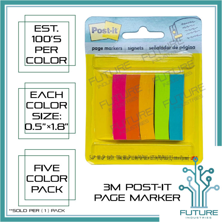 Post It Sticky Notes 3M Page Markers 5 Color in One 100 Sheets/Color ...