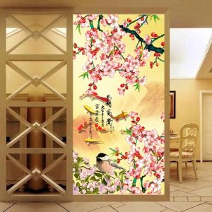 Tranh gắn đá đính kín toàn bộ Hoa Khai Phú Quý