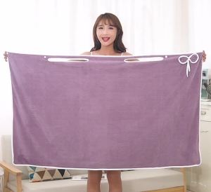 Thickened bath skirt wearable bath towel for women strap bath skirt coral fleece soft and absorbent home use bath skirt
