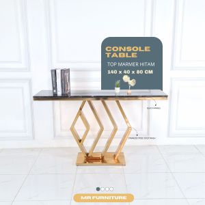 meja konsul stainless gold top marmer hitam