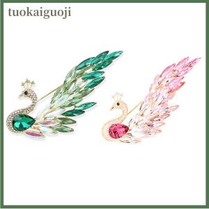 tuokaiguoji เข็มกลัดนกยูงคริสตัลพลอยเทียมรูปสัตว์แฟชั่นสำหรับผู้หญิงเสื้อผ้าเสื้อโค้ทเครื่องประดับของขวัญเครื่องประดับ