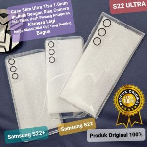 2023 ULTRA THIN 1.0mm Case + RING Camera SAMSUNG A54 A34 A24 A14 A73 A53 A33 SLIM Softcase Tipis CLEAR BENING Glossy Simple Soft Casing Glosy Plastik TPU Silicone Sofcase Pelindung Lensa 1 Set Original ORI FE Plastic Silikon Karet Galaxy 5G 4G Original S
