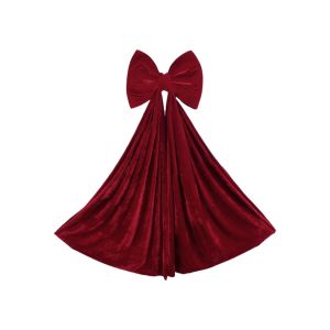 REGISTR Soft-Draping Large Christmas Bowknot Long Streamers Wrinkle-Resistant Xmas Tree Topper Bows Party Supplies Solid Color Christmas Decorative Bow Festive Home Decor