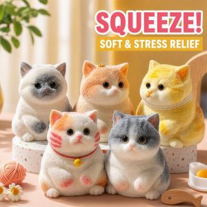 Simulated Cat Plush Squeeze Toy Soft Slow Rebound Stress Relief Home Desk Decor Gift