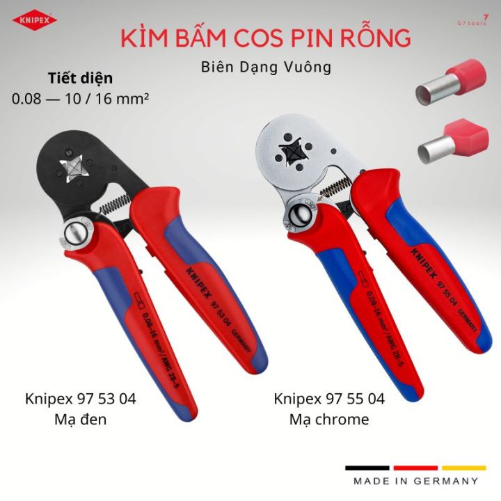 Kìm Knipex Bấm Cos Tròn Pin Rỗng Ferrules Tiết Diện 0.08 – 16.0 mm² 97 ...