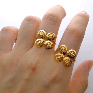 Cincin Bunga Emas 916 Saiz 14.5 16.5 20 Yon Hing