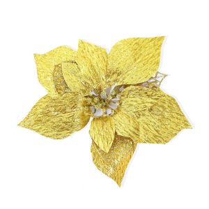 LABAICAI Sequins Christmas Glitter Flower Large Simulation Christmas Tree Decorations Creative Realistic Artificial Poinsettia Flower Merry Christmas Party Decor