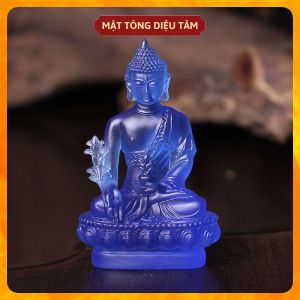 Tượng Phật Dược Sư lưu ly Xanh Dương Cao 12cm Tượng mật tông đồ thờ cúng