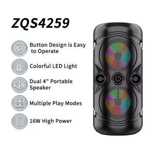ZQS 4239/4259  ลำโพงไร้สายและบลูทูธ  4 นิ้ว * 2 แบบพกพากลางแจ้งคอลัมน์ ขนาดใหญ่ลำโพงคู่ไฟ LED ไร้สาย BASS Party คาราโอเกะลำโพงบลูทูธพร้อมไมโครโฟน BlueTooth portable Wired MIC #ZQS4239