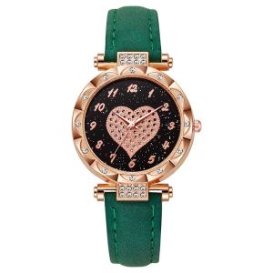 LUSIT Dây da Đồng hồ đeo tay thạch anh Thường ngày Đơn giản Đồng hồ điện tử Đá Rhinestone hình trái tim Đồng hồ đeo tay Phụ nữ