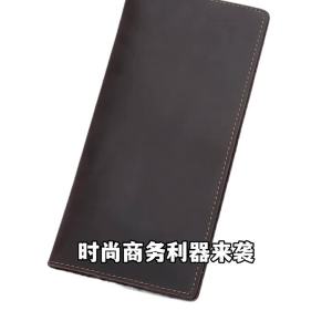 AE Crazy Horse Leather Long Wallet for Men Genuine Leather Multifunctional Business Clutch Bag Mens Wallet with a High-End Vintage Feel