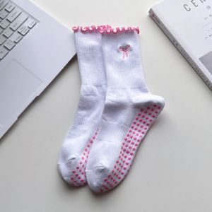 MAKERVY Non-Slip Grip Pilates Socks Breathable Cotton Floor Socks Professional Sweat-absorbent Yoga Socks for Women