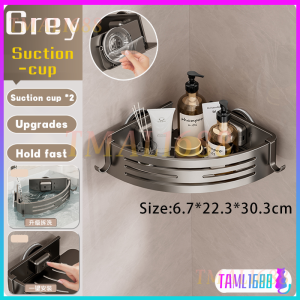 [✅SG Ready Stock] New Suction Cup NO Punching Bathroom Shelf Toilet Rack Accessories Bathroom Storage Corner Shelve