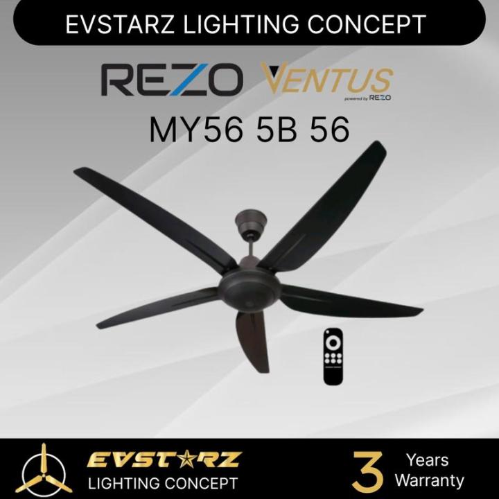 LZD REZO Ventus MY56 / MY40 56/40 inches AC/DC 5 Speeds Remote Ceiling Fan
