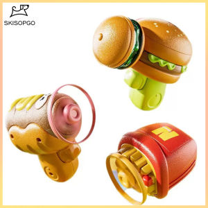 SKISOPGO Kids Flying Toy LED Spinning Top Gun Flying Saucer Launcher Flying Bamboo Dragonfly Gyro Toys