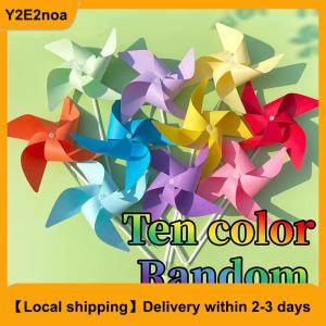 【Local shipping】 10Pcs Outdoor Handmade DIY Decorational Pinwheel Colorful 4 Leaves Paper Windmill For Yard And Garden
