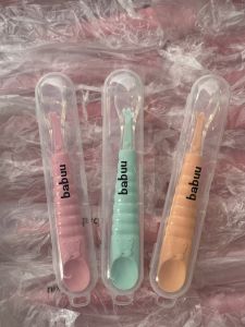 Muỗng nạo Babuu kèm Hộp Thìa nạo 2 đầu trái cây rau cũ cho bé ăn dặm Bebi123