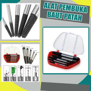 JM SCREW EXTRACTOR Alat Pembuka Baut Patah Dol 1 Set 5 pcs