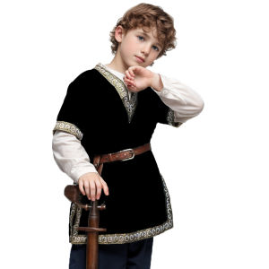BLESSUME Boys Tops Renaissance Viking Pirate V Neck Shirt Medieval Knight Costume