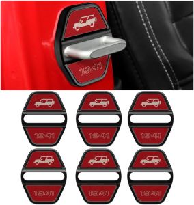 6PCS ABS Door Lock Cover for Jeep Wrangler JL JLU 2018-2025 4XE Unlimited Sahara Sports Rubicon Gladiator JT Door Latch Lock Trim Cover Car Interior Decoration Parts Accessories (ABS Black)