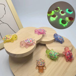 🔥🔥🔥fenglin Cartoon Luminous Turtle Flower Printing Turtle Diy Ornament Glow-in-the-dark Resin Accessories Aquarium Fish Tank Miniature