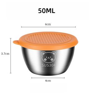 [ราคาต่ำสุด] 304สแตนเลสจุ่มซอสกล่องแบบพกพามินิซอสจุ่มชามที่มีฝาปิดใช้ในบ้านป้องกันการรั่วไหลของกลิ่นสลัดซอสมะเขือเทศปาปริก้าพริกไทยดำปรุงรสกล่องบรรจุภัณฑ์การจำแนกประเภทของบาร์บีคิวปรุงรสกล่อง50มิลลิลิตรCOD
