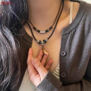 🚚【Local Express Delivery】🚚 Fashionable And Trendy Charm Wolf Tooth Pendant Woven Rope Necklace For Daily Wear And Travel Accessories