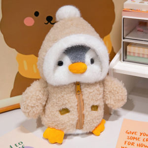 Penguin Plush Toy 25CM Cute Soft Animal Doll Soothing Baby Sleeping Pillow Bowknot Plaid Dress Marine Stuffed Doll Mainan