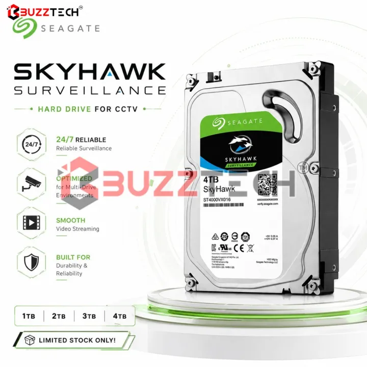 BuzzTech Original SEAGATE CCTV Hard Disk HDD SkyHawk Surveillance SATA 6Gb/s Internal Hard Drive