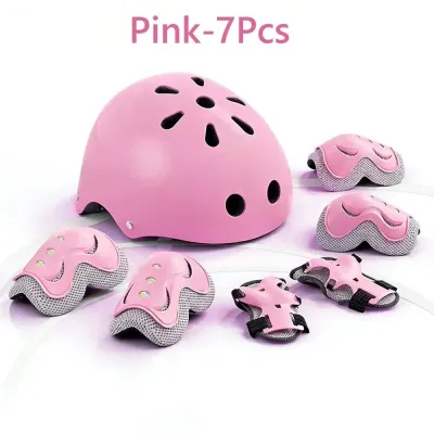 MUSASI 7Pcs/Set Adjustable Guards Protective Gear Set Thickened Shock-absorbing Safety Gear Cute Protective Equipment Kids Knee Pads and Elbow Pads Roller Skates