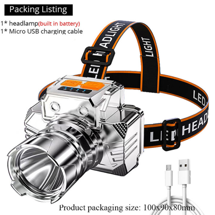 Headlamp rechargeable strong flash light head-mounted flashlight waterproof