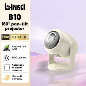 【 New Product Launch 】 LONIASCI B10 Mini Projector Android 12.0 Built in 1+8GB RAM 720P HD Ultra High Cost Performance 180 ° Rotating gimbal Projector