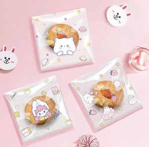 Plastik Cookies Buskuit Kemasan Klip Karakter Lucu Isi 100 Pcs 7x7cm