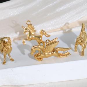 Hmeme จี้ม้าเสือยูนิคอร์นสแตนเลสสำหรับทำด้วยตัวเองสร้อยคอรูปสัตว์สร้อยข้อมือเครื่องประดับที่มีเสน่ห์