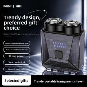 Taoxilife Mini Electric Shaver for Men Double‑Ring Curved Cutter Net Smart Anti‑Pinch Beard Trimmer Type‑C Fast Charge LED Digital Display Portable Travel Razor for Business Trip Gift