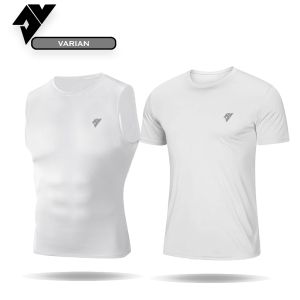 NJSTORE - PAKET 2 pcs Baselayer Kaos Singlet Pria Wanita Manset Tanpa Lengan Pendek Olahraga Gym Sepeda Lari