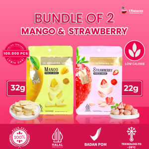 [ HALAL ] URSNACKS Bundle Of 2 - Freeze Dried Keripik Sehat Strawberry + Mangga