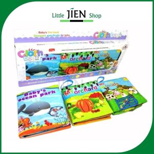 Baby Soft Cloth Book Educational Toy Book For Early Learning And Child Development - 1 box of 3 designs Buku kain untuk bayi ( 3 corak dalam satu kotak)