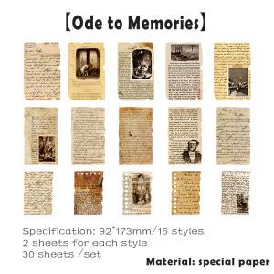 Retro Journal Material Paper 30 Pcs Set for Scrapbooking Handmade Notebook
