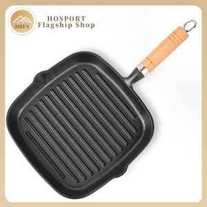 Durable Cast Iron 9.1 Inch Grill Pan Non-Stick for Grilling and Searing Meats