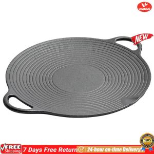 [VOF] 11.8/13.8/14.6 Inch Grill Pan with Handles Coating Frying Pan Non Stick Iron Round Griddle for Indoor Or Outdoor Grilling