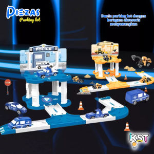 [KST] Mainan Edukasi Set Parkir Mobil Diecast Anak Laki Laki Merakit Jalur Kreatif Motorik Halus