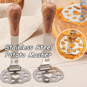 Stainless Steel Potato Masher Cute Cat Paw Design Anti-slip Wooden Handle For Mashing Potatoes