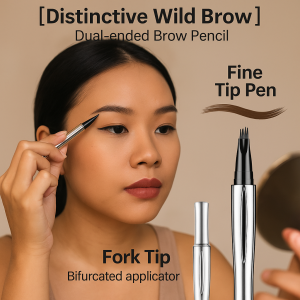 【Distinctive Wild Brow】Dual-Ended Brow Pencil Waterproof Long-Lasting Unshaded Ultra-Fine Dual-Ended Eyebrow Pencil For Women Natural Look Eyebrow Makeup