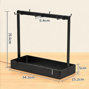 Coffee Bar Organizer With 4 Wheels Coffee Cup Holder Hanging With 16 Mobile Hooks Metal Countertop Rack Organizer For Kitchen Holder Rack With Storage Base Space Saving Storage Rack For Office Bar Living Room