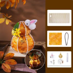 MI LI DIY Material Package Gourd Pendant Pearl Lantern Chinese Style Handmade Rabbit Tassel Lamp Song Brocade with Tassel Mid-Autumn Lantern Hanfu Decoration